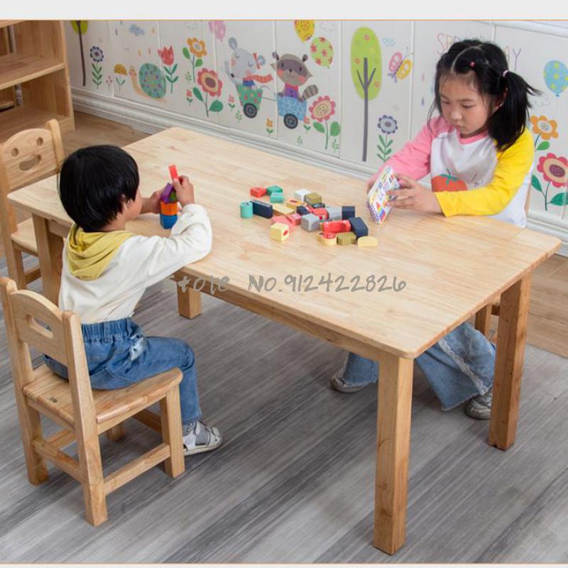 Kindergarten table and chair solid wood training class children&s Montessori teaching aids smiling face chair early education co